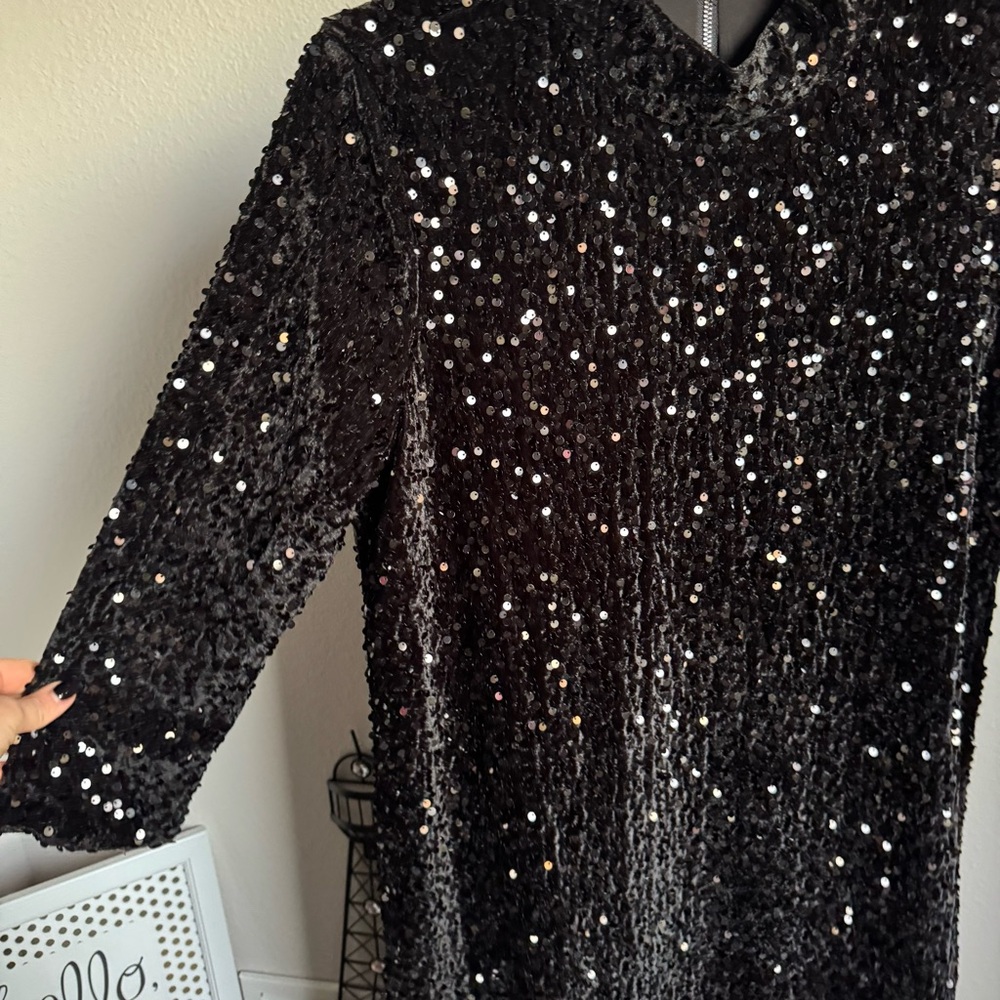 NWT J.McLaughlin Leeza Mini Black Sequin Shirt Dress Sz S - Picture 4 of 5